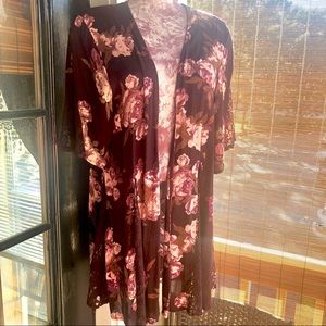 Dark Plum Colored w Lace, Lightweight Cardigan Sml